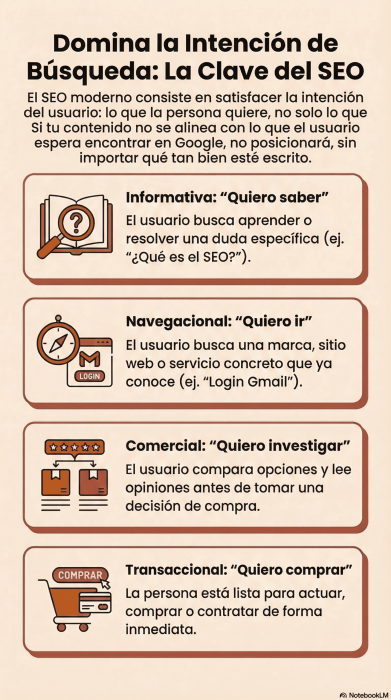esquema con 4 tipos de intencion de busqueda